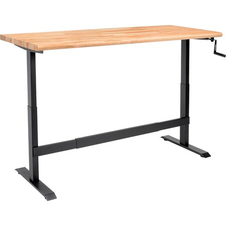 Global Industrial Hand-Crank Adjustable Height Workbench, Maple Safety Edge, 72inW x 30inD 338345BK